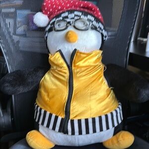 HUGSY from FRIENDS EXPERIENCE in Atlanta-Festive Penguin Plush with Yellow Vest